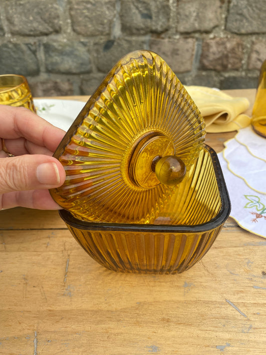 Bonbonnière ambre striée