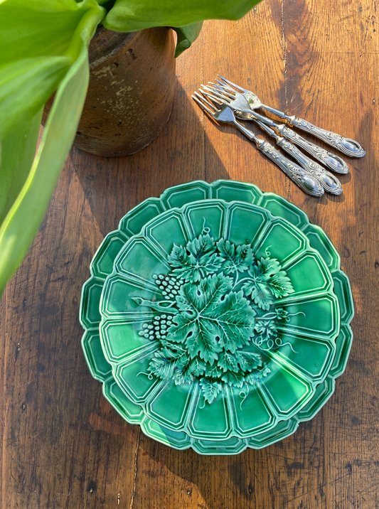 Service à dessert Barbotine Feuille de Vigne