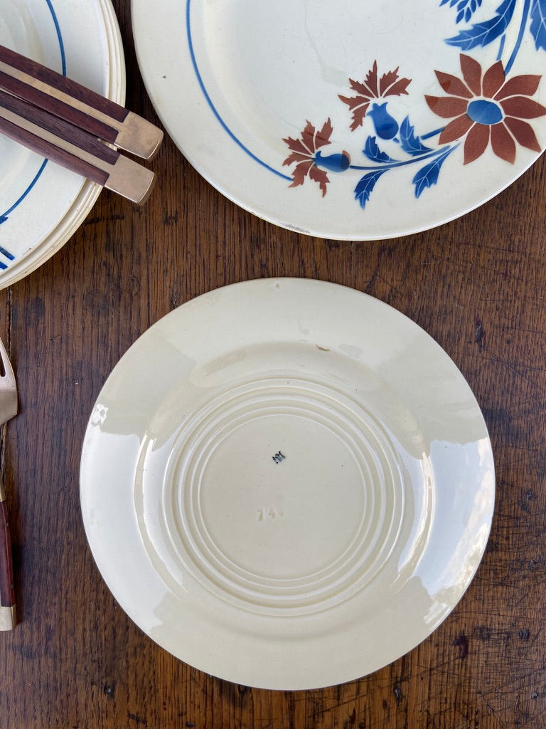 Assiettes dessert Automnales (bleu & marron)