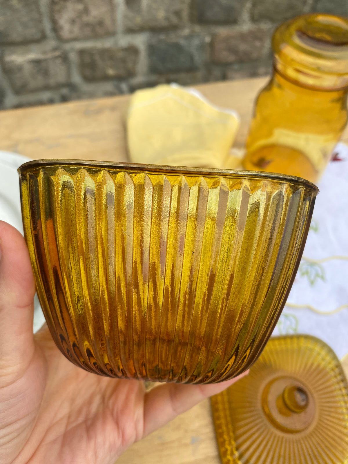 Bonbonnière ambre striée