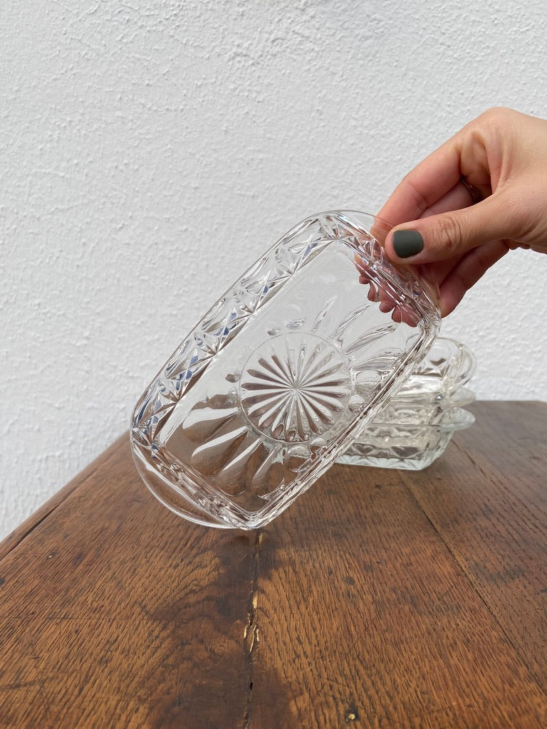 Ramequin rectangle en verre ciselé