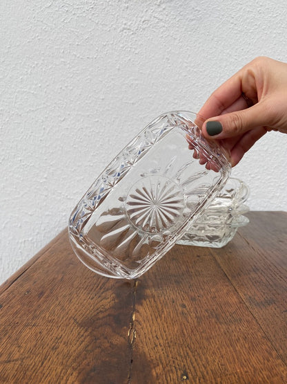 Ramequin rectangle en verre ciselé