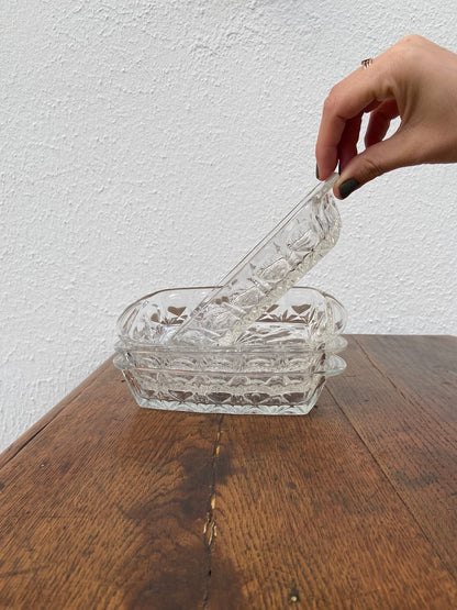 Ramequin rectangle en verre ciselé