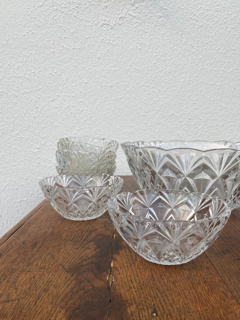 Ensemble dessert en verre ciselé