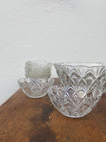 Ensemble dessert en verre ciselé