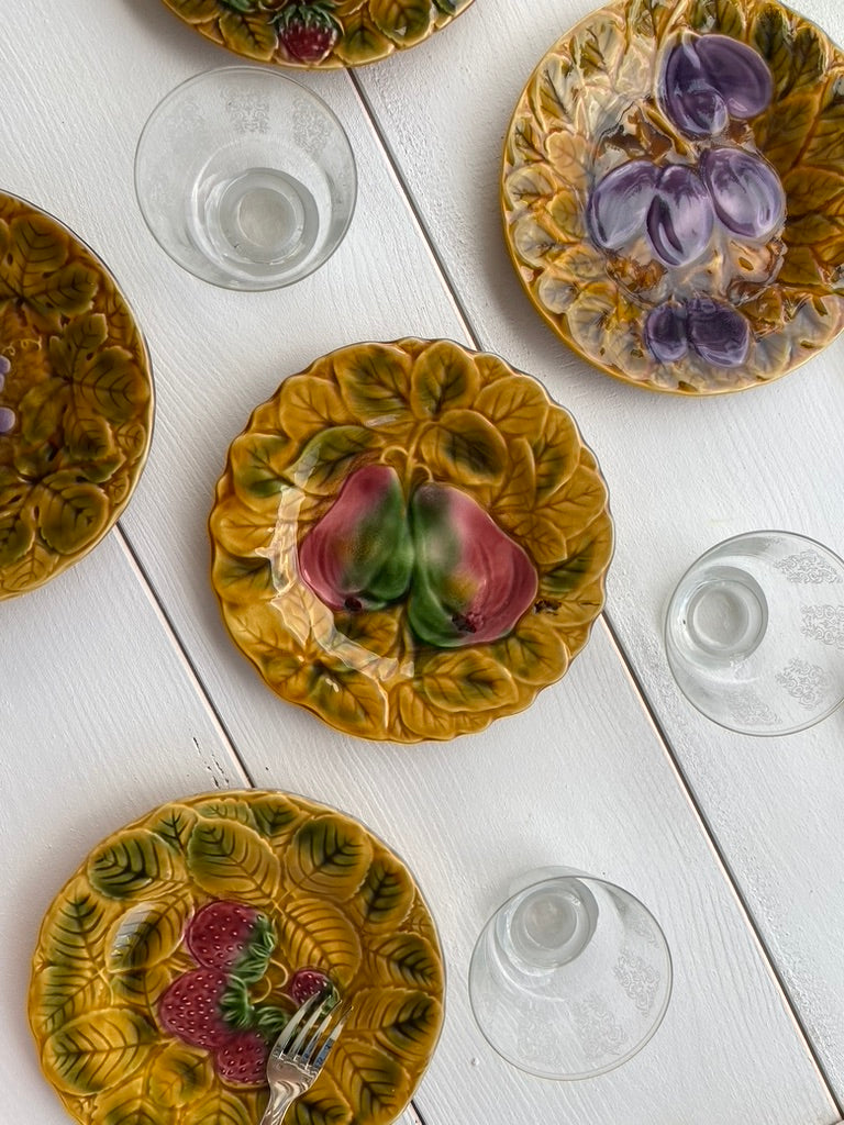 Assiettes dessert Barbotine fruits