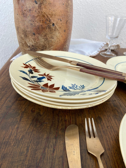 Assiettes dessert Automnales (bleu & marron)