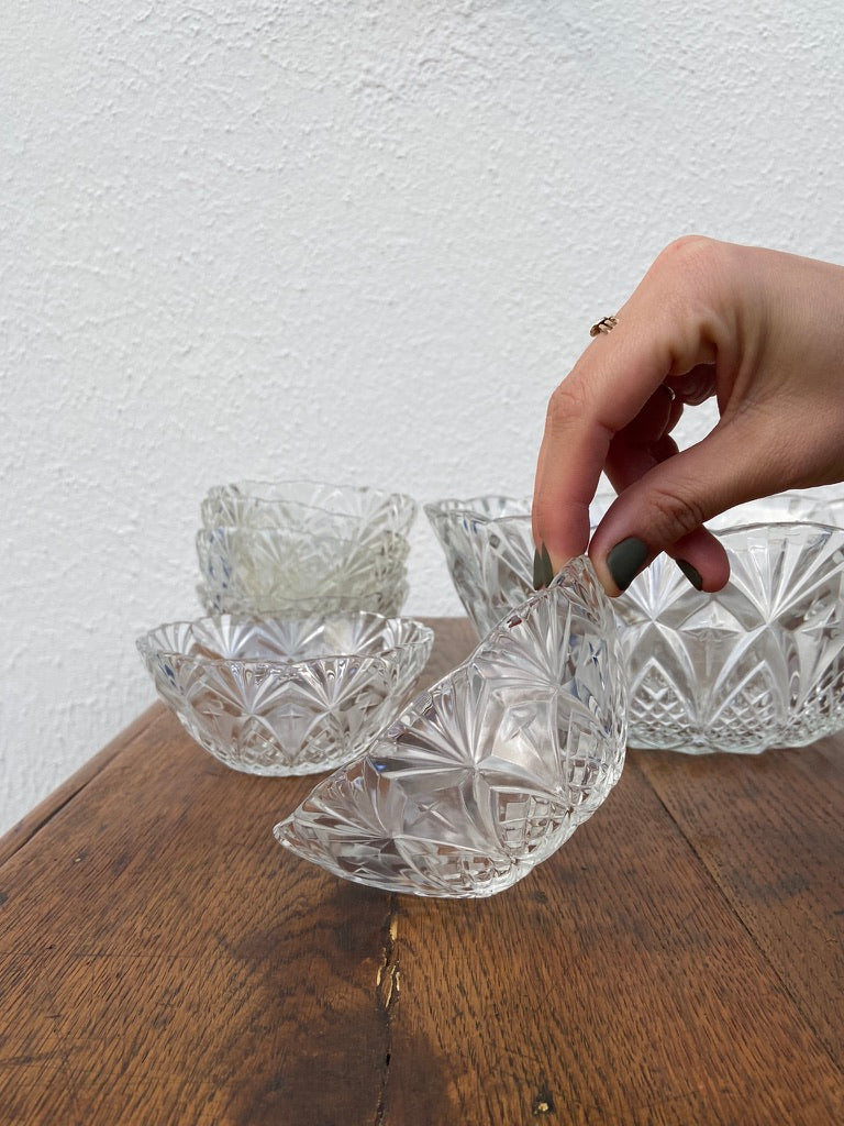 Ensemble dessert en verre ciselé