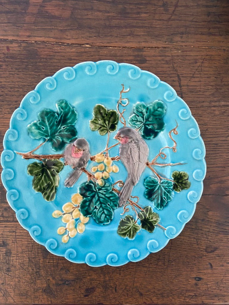 Assiettes oiseaux Barbotine