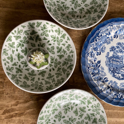 Assiettes anglaises blanc/vert