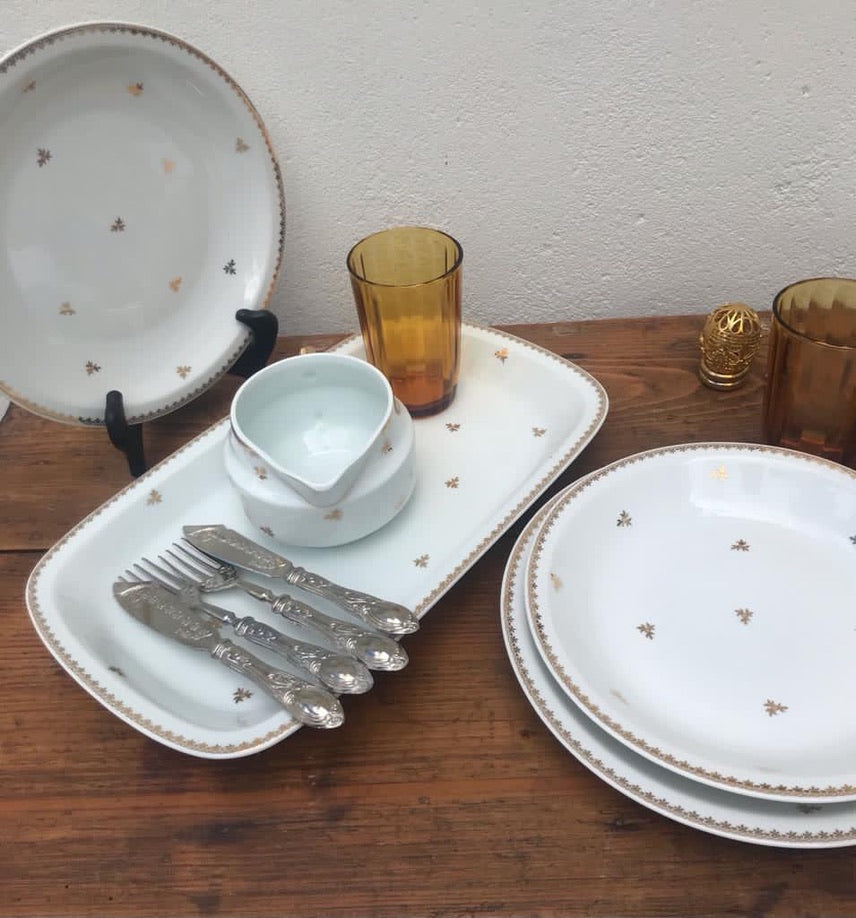 Service Porcelaine Blanche&amp;Dorée