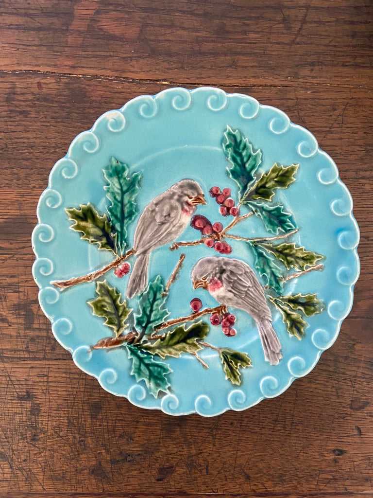 Assiettes oiseaux Barbotine