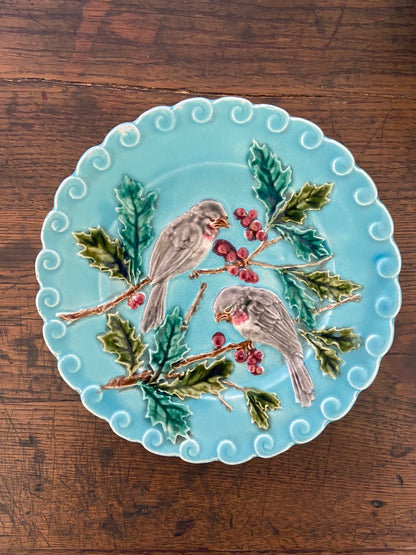 Assiettes oiseaux Barbotine