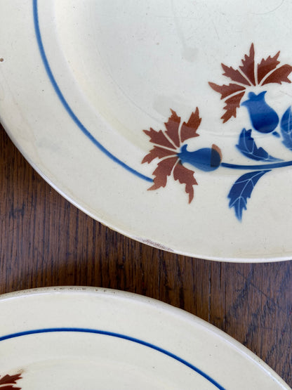 Assiettes dessert Automnales (bleu & marron)