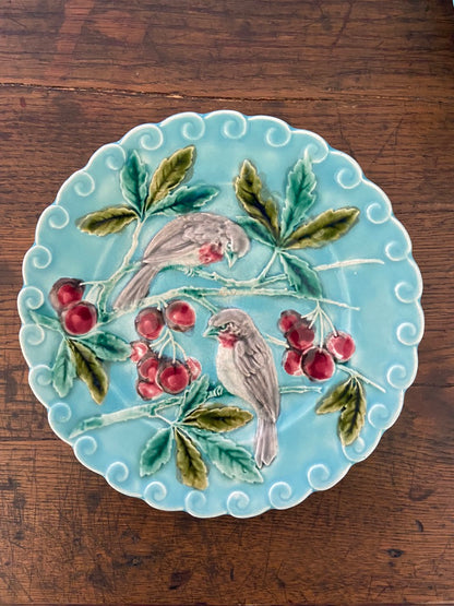 Assiettes oiseaux Barbotine
