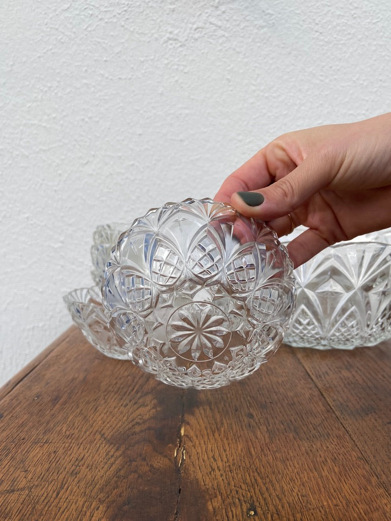 Ensemble dessert en verre ciselé