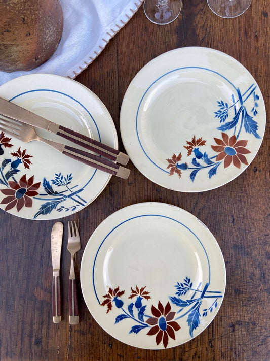 Assiettes dessert Automnales (bleu & marron)