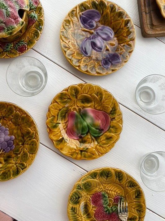 Assiettes dessert Barbotine fruits