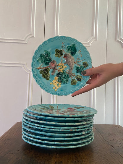 Assiettes oiseaux Barbotine