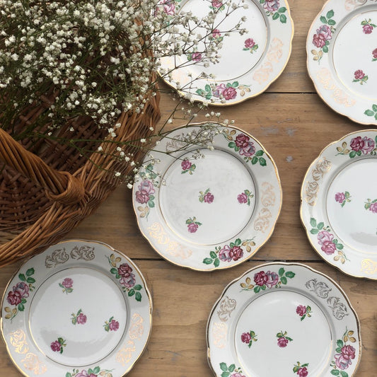 Assiettes dessert fleuries