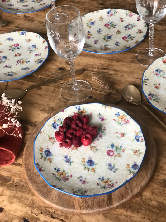 Assiettes dessert fleuries (x6)