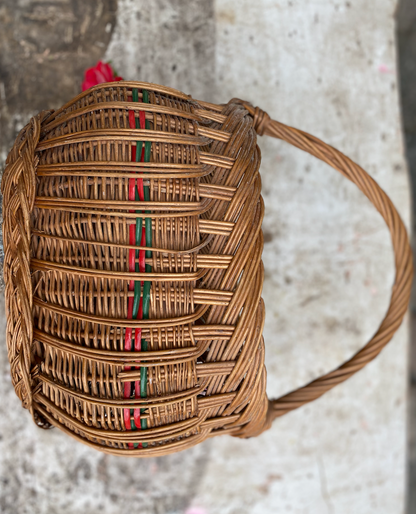 Ancien panier boule en osier