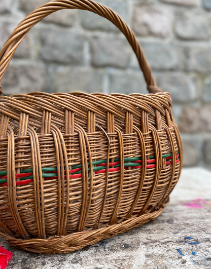 Ancien panier boule en osier