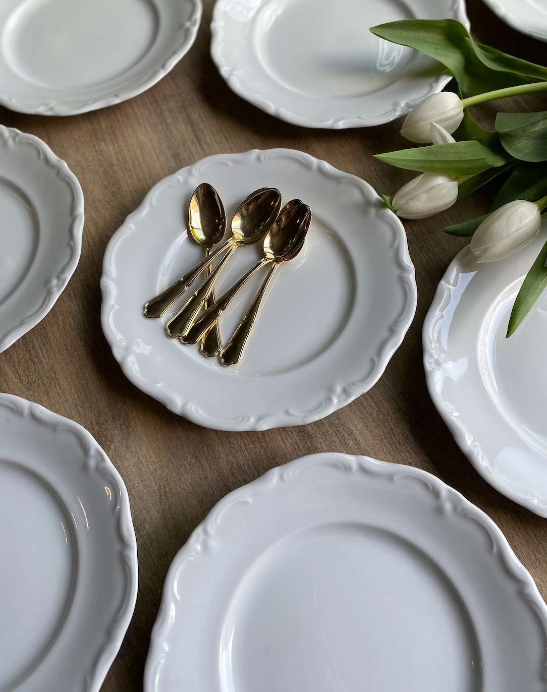 Assiettes dessert porcelaine blanche