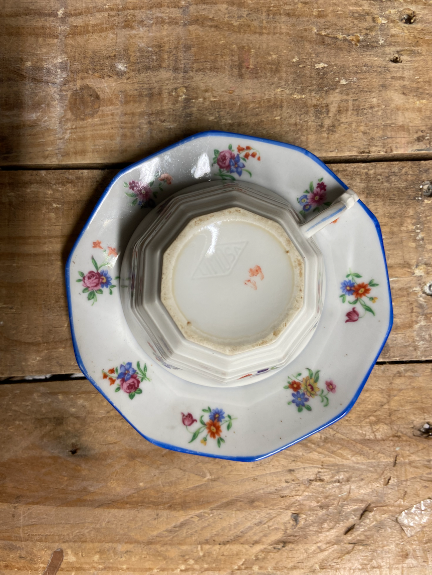 Service café fleurettes bleues