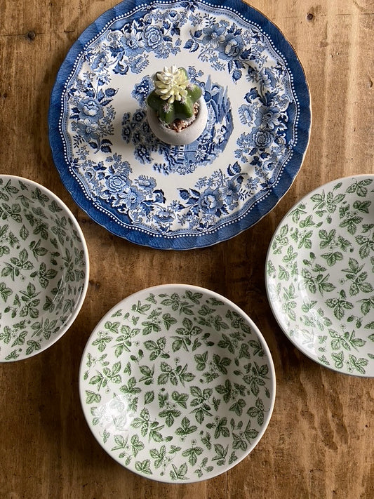 Assiettes anglaises blanc/vert