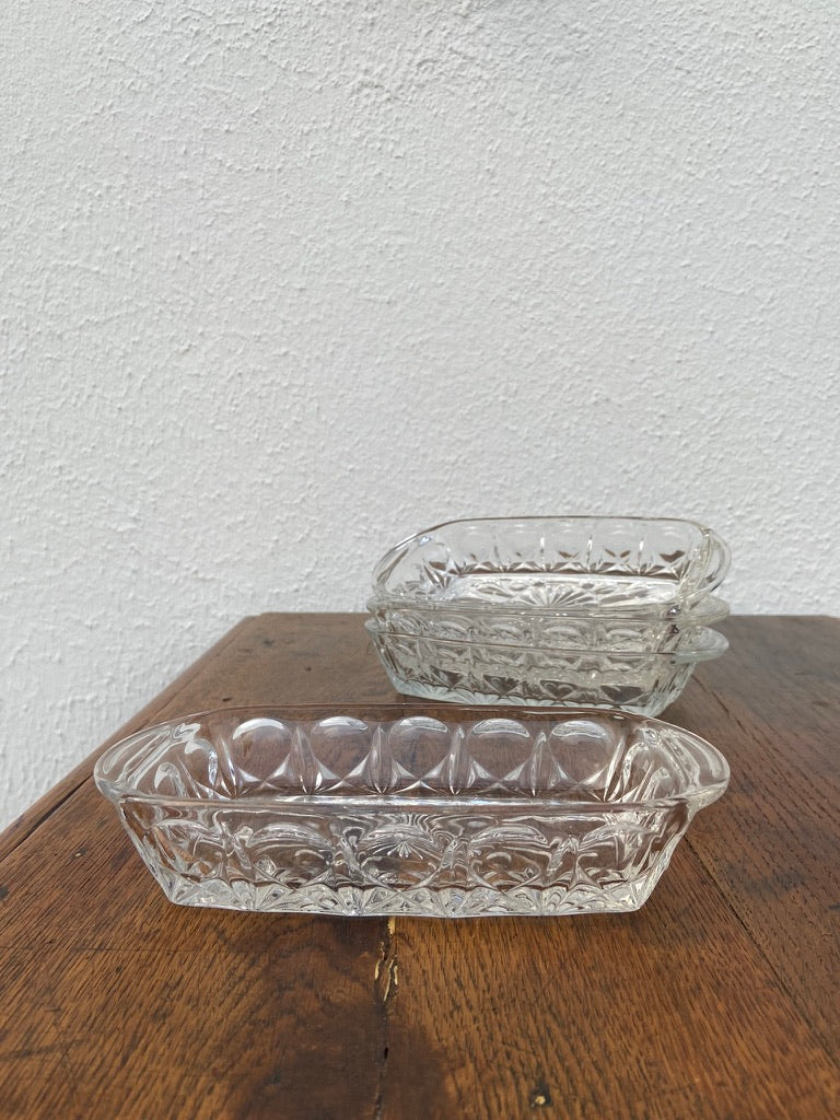 Ramequin rectangle en verre ciselé