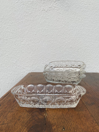 Ramequin rectangle en verre ciselé