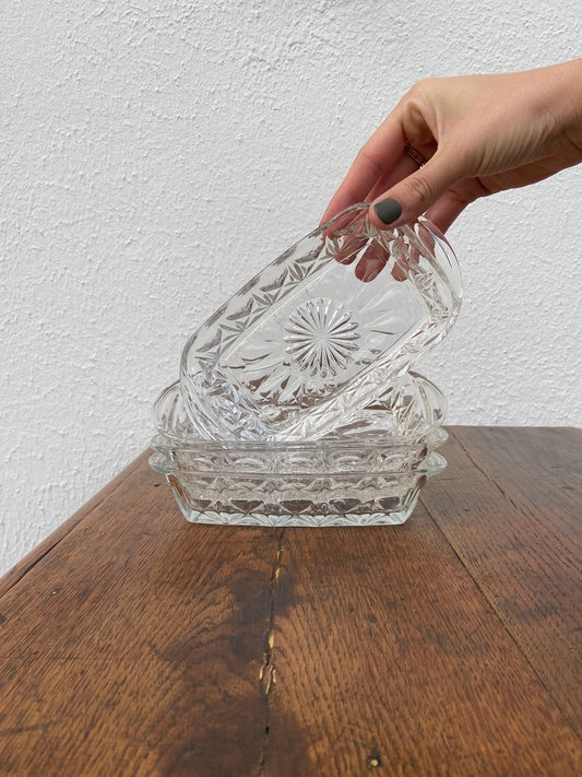 Ramequin rectangle en verre ciselé