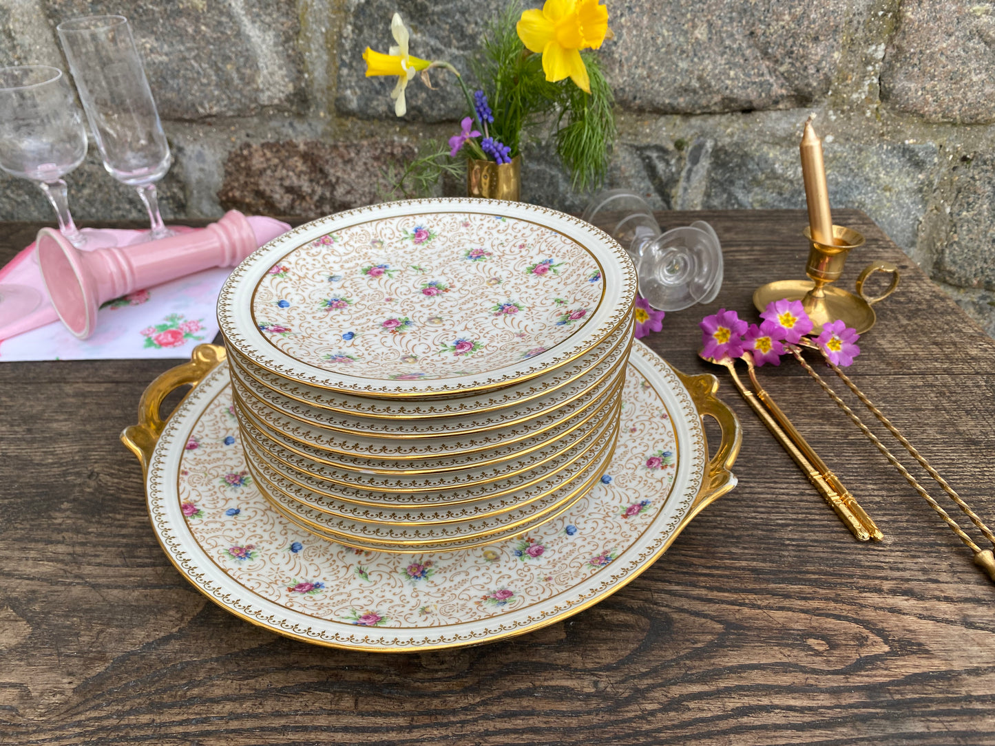 Service limoges dessert fleurettes