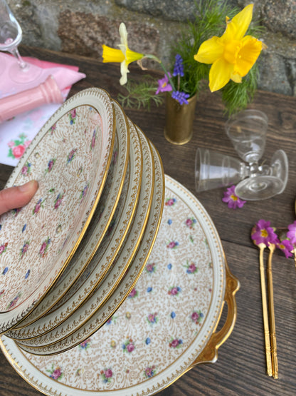 Service limoges dessert fleurettes