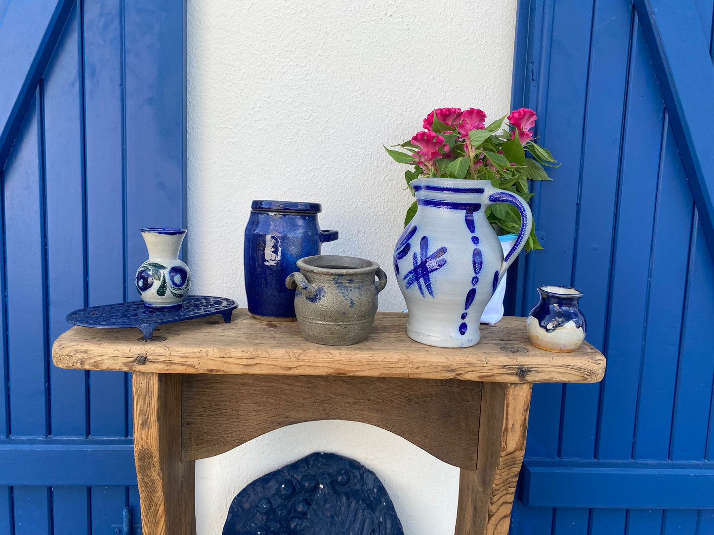 Dessous de plat fonte bleu