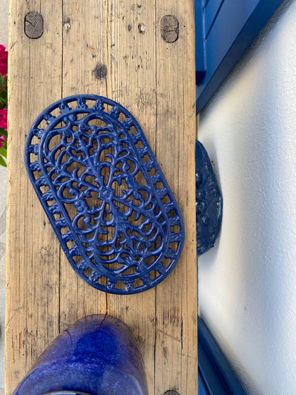 Dessous de plat fonte bleu