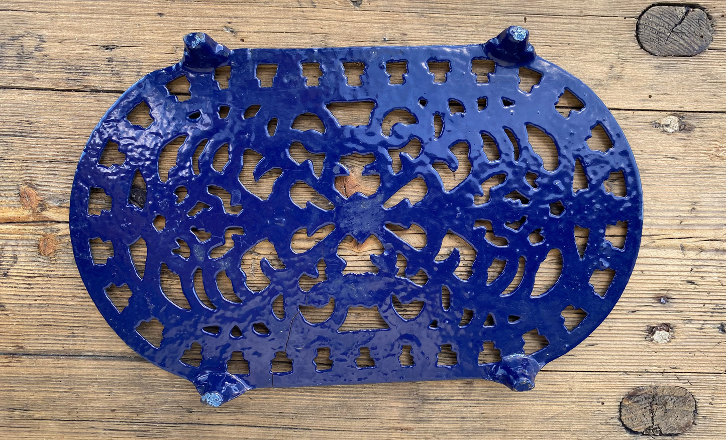 Dessous de plat fonte bleu