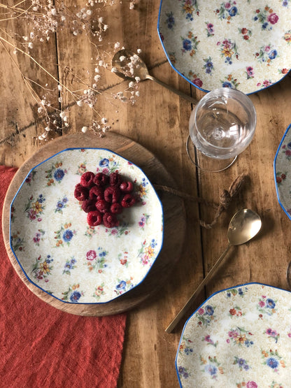 Assiettes dessert fleuries (x6)