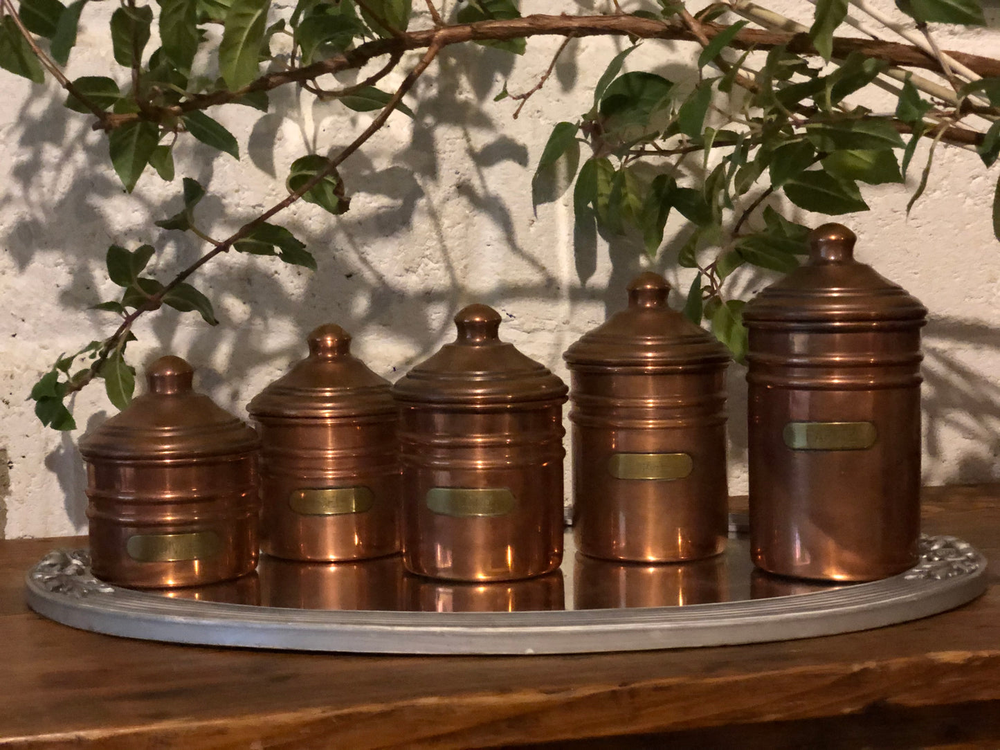 Suite de pots en cuivre