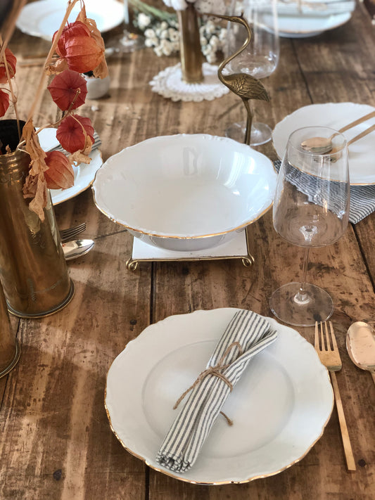 Assiettes Porcelaine blanche & dorée